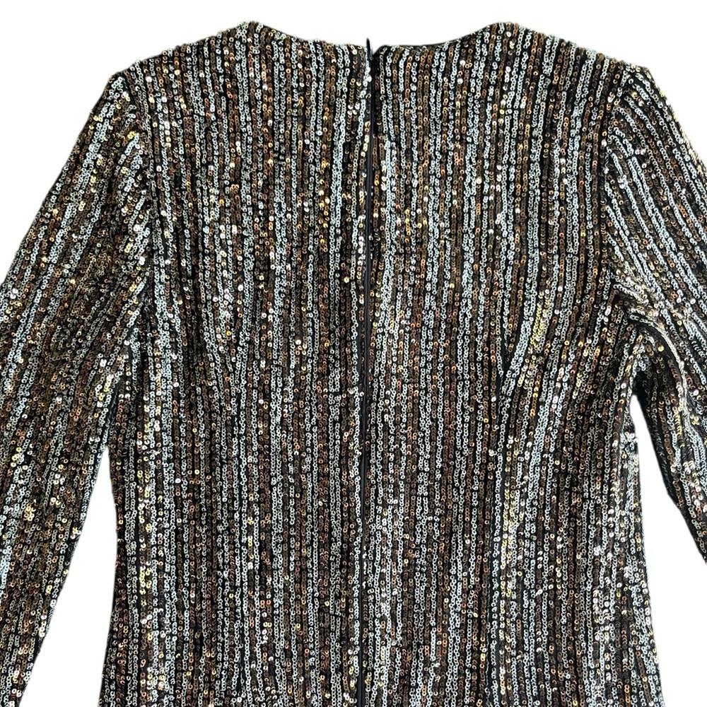 Vince Camuto Gold and Silver Long Sleeve Sequin Mini Dress Size 4 Cocktail Party - Picture 8 of 9